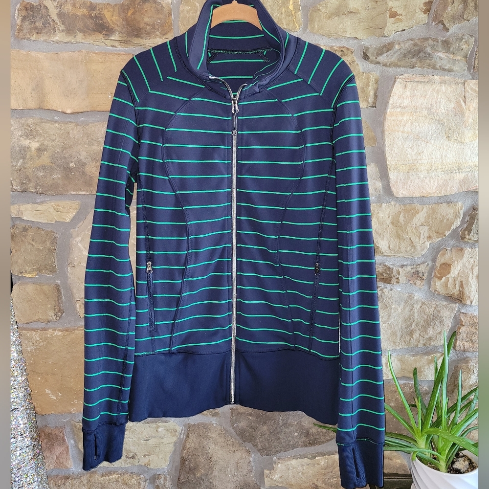 Lululemon Nice Asana Jacket 8 Slalom Stripe Inkwell